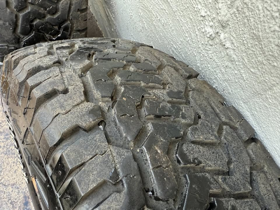 32" A/T Tyres on Black 6 Stud Steel Rims