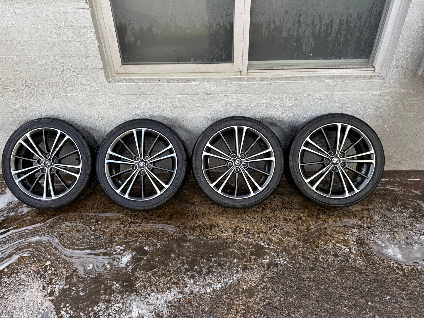 Toyota 86 17” Alloy Wheels with Good Semi Slick Tyres