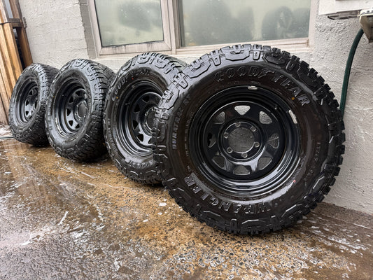 Goodyear Wrangler 16” Tyres on Black Steel Rims