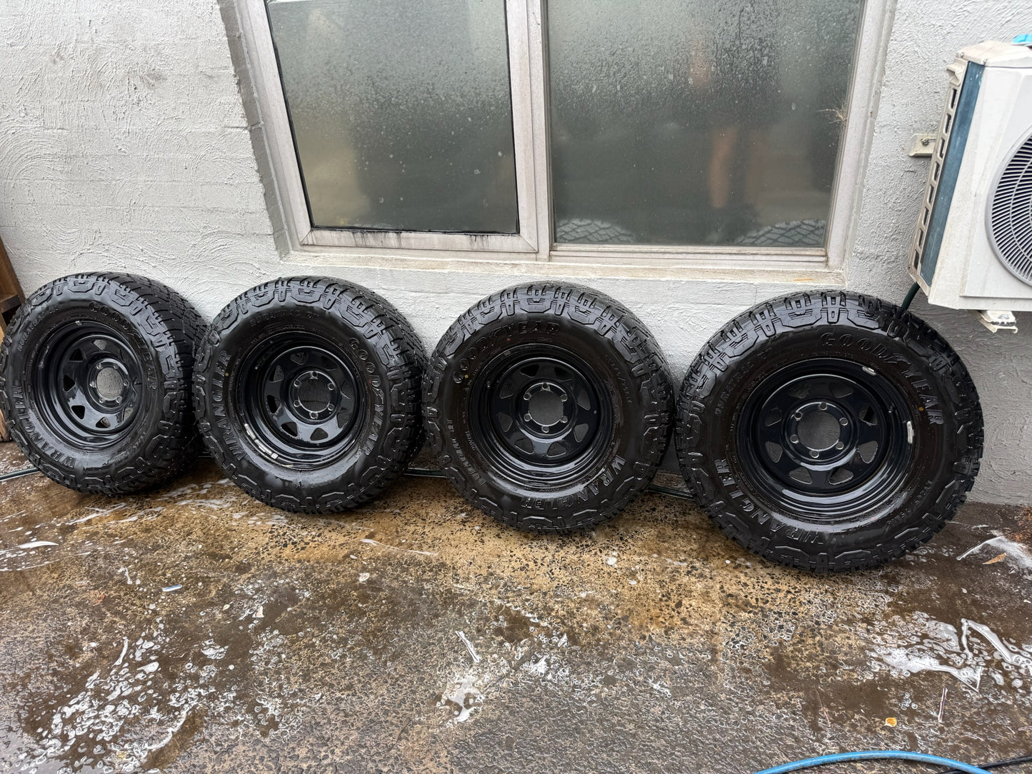 Goodyear Wrangler 16” Tyres on Black Steel Rims