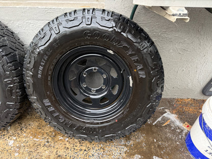 Goodyear Wrangler 16” Tyres on Black Steel Rims