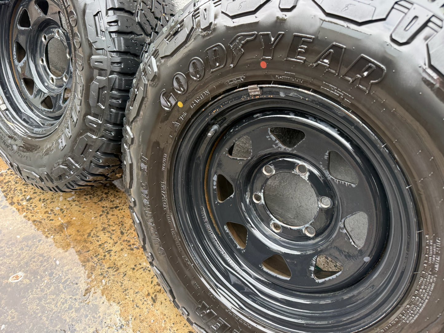 Goodyear Wrangler 16” Tyres on Black Steel Rims