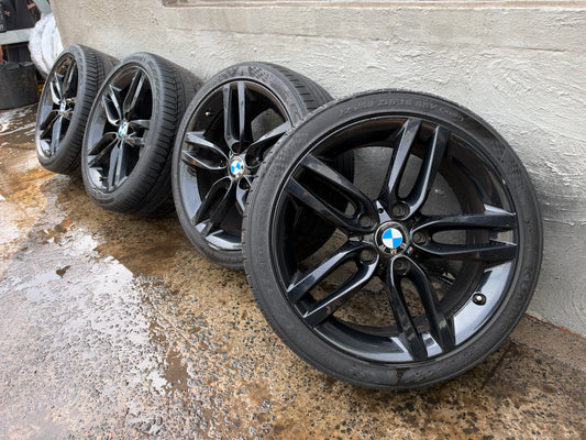 BMW 18” Black Staggered Alloy Wheels with Excellent Tyres
