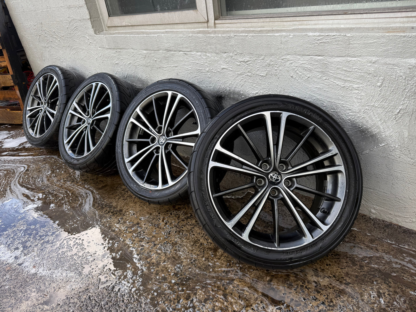 Toyota 86 17” Alloy Wheels with Good Semi Slick Tyres