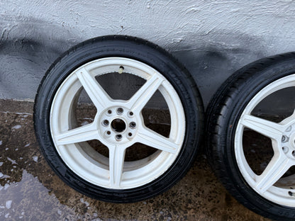 Multi Fit 5 Spoke 4 Stud White 17" Alloy Wheels with Very Good Tyres