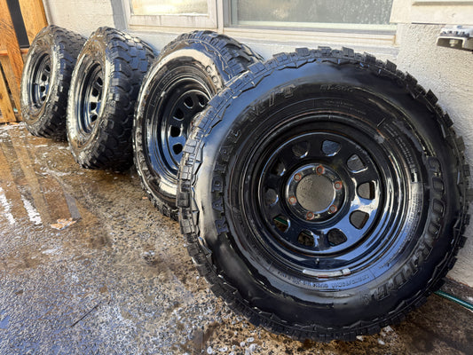 Goodride 33” M/T Tyres on 6 Stud Black Steel Rims