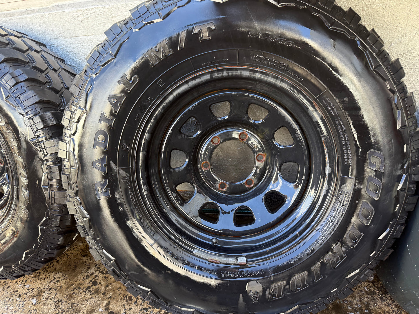 Goodride 33” M/T Tyres on 6 Stud Black Steel Rims