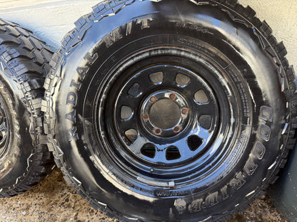 Goodride 33” M/T Tyres on 6 Stud Black Steel Rims