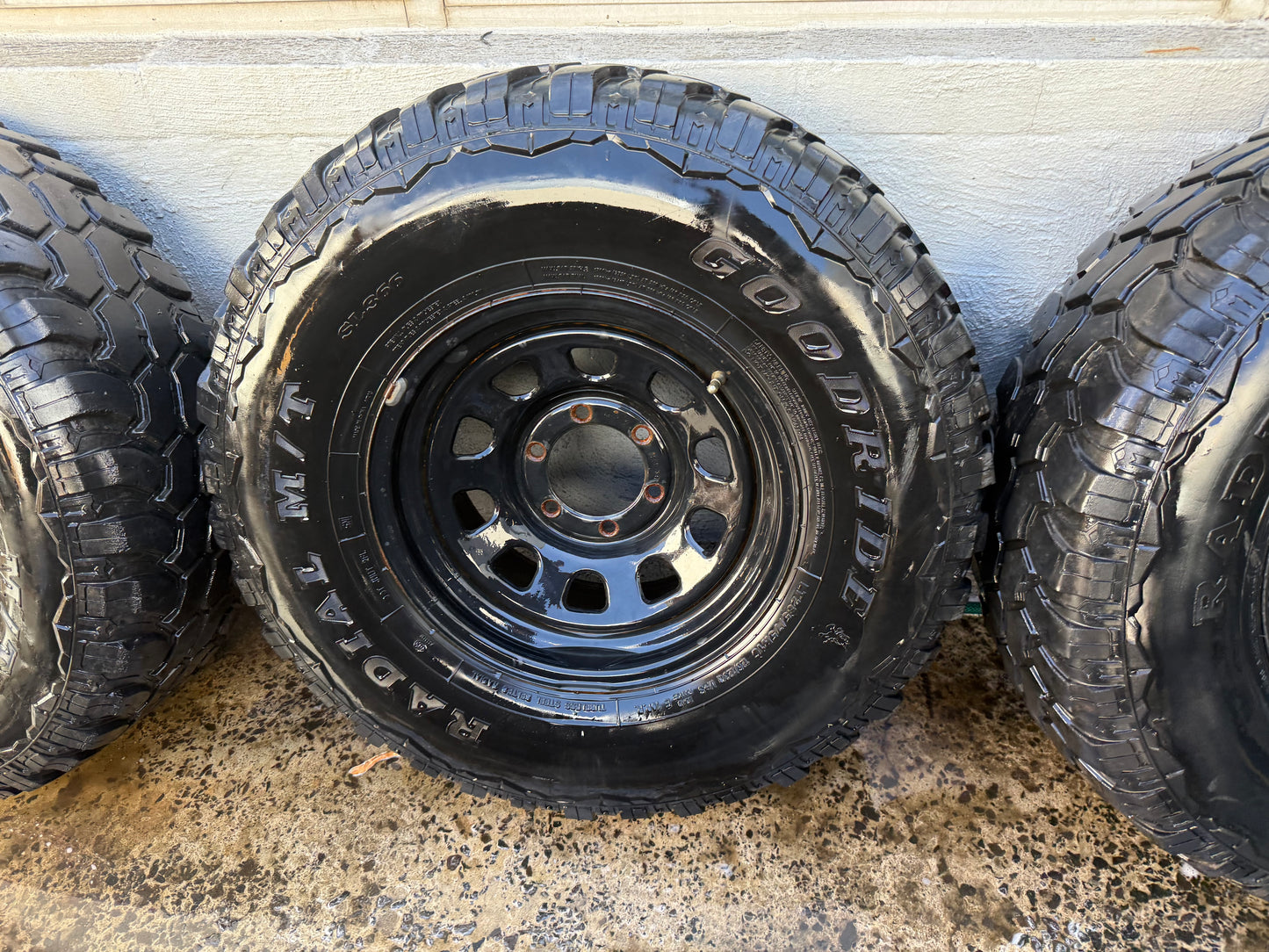Goodride 33” M/T Tyres on 6 Stud Black Steel Rims