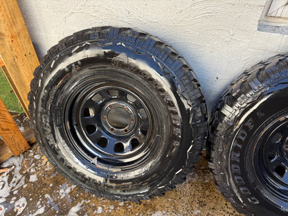 Goodride 33” M/T Tyres on 6 Stud Black Steel Rims
