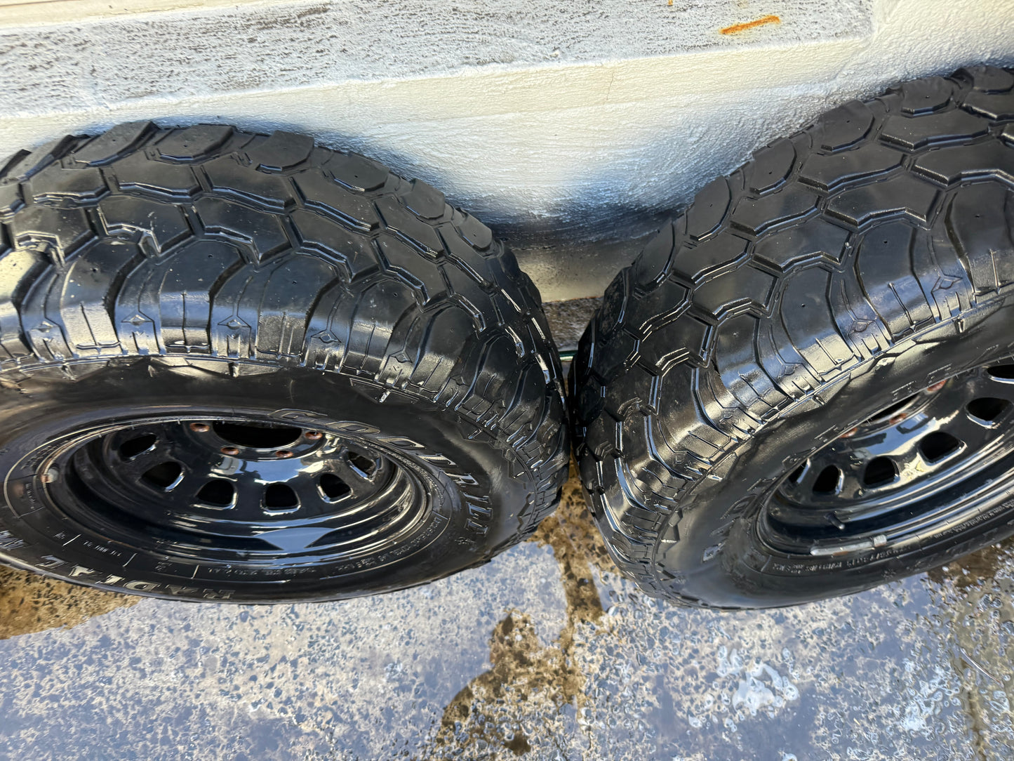 Goodride 33” M/T Tyres on 6 Stud Black Steel Rims