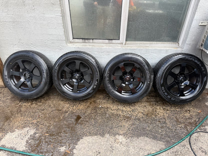 King Daytona 5 Stud 18” Black Alloy Wheels with Bridgestone Dueler Tyres