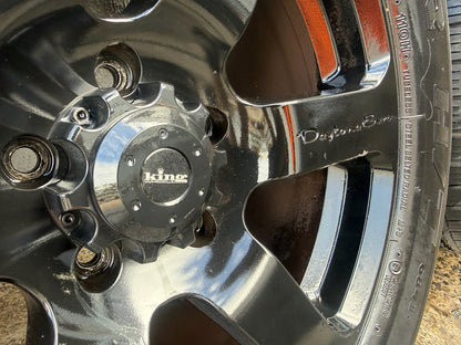 King Daytona 5 Stud 18” Black Alloy Wheels with Bridgestone Dueler Tyres