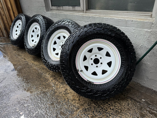 Falken Wildpeak A/T Tyres on 6 Stud White Rims