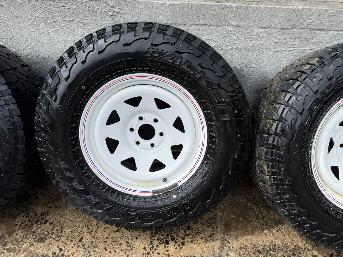 Falken Wildpeak A/T Tyres on 6 Stud White Rims