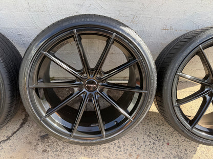 Hussla Black Staggered Multi Spoke 20” Alloy Wheels with Good Tyres