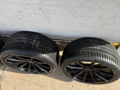 Hussla Black Staggered Multi Spoke 20” Alloy Wheels with Good Tyres