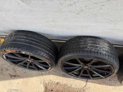 Hussla Black Staggered Multi Spoke 20” Alloy Wheels with Good Tyres