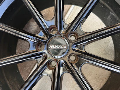 Hussla Black Staggered Multi Spoke 20” Alloy Wheels with Good Tyres