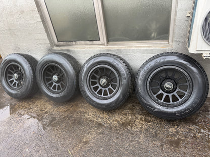 OX 6 Stud Black Alloy Wheels with All Terrain Tyres