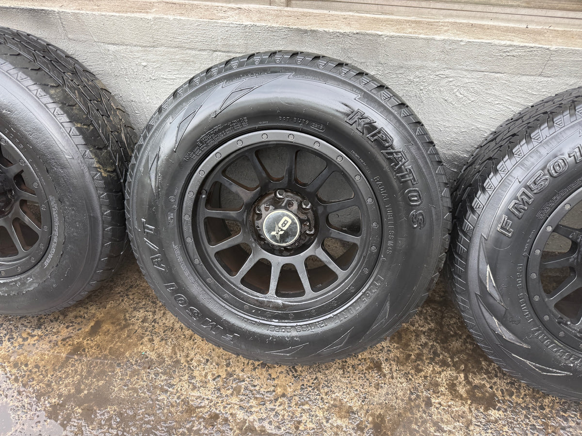 OX 6 Stud Black Alloy Wheels with All Terrain Tyres