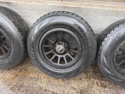 OX 6 Stud Black Alloy Wheels with All Terrain Tyres