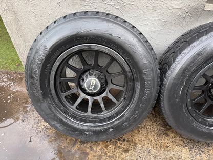 OX 6 Stud Black Alloy Wheels with All Terrain Tyres