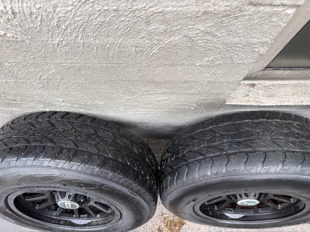 OX 6 Stud Black Alloy Wheels with All Terrain Tyres