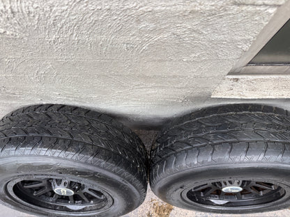 OX 6 Stud Black Alloy Wheels with All Terrain Tyres